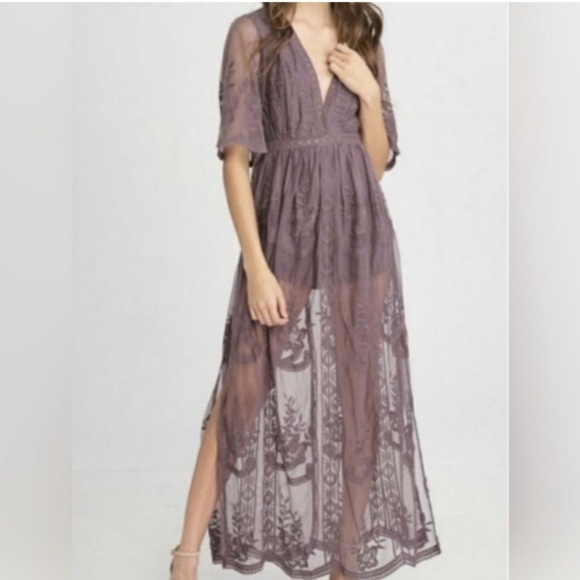 Wishlist Pants - Lace Romper Maxi Dress.  Size L